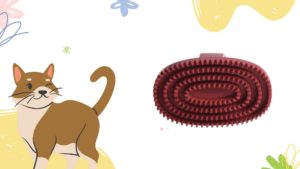 Illustration of brown cat watching back to rubber curry brush