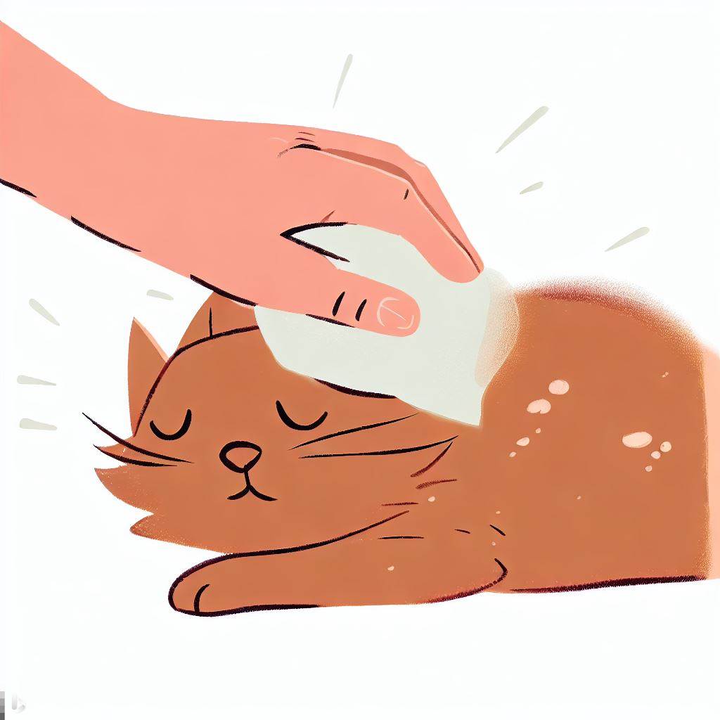 Proper Technique for Applying Dry Shampoo to a Cat. Wipe off the excess dry shampoo.